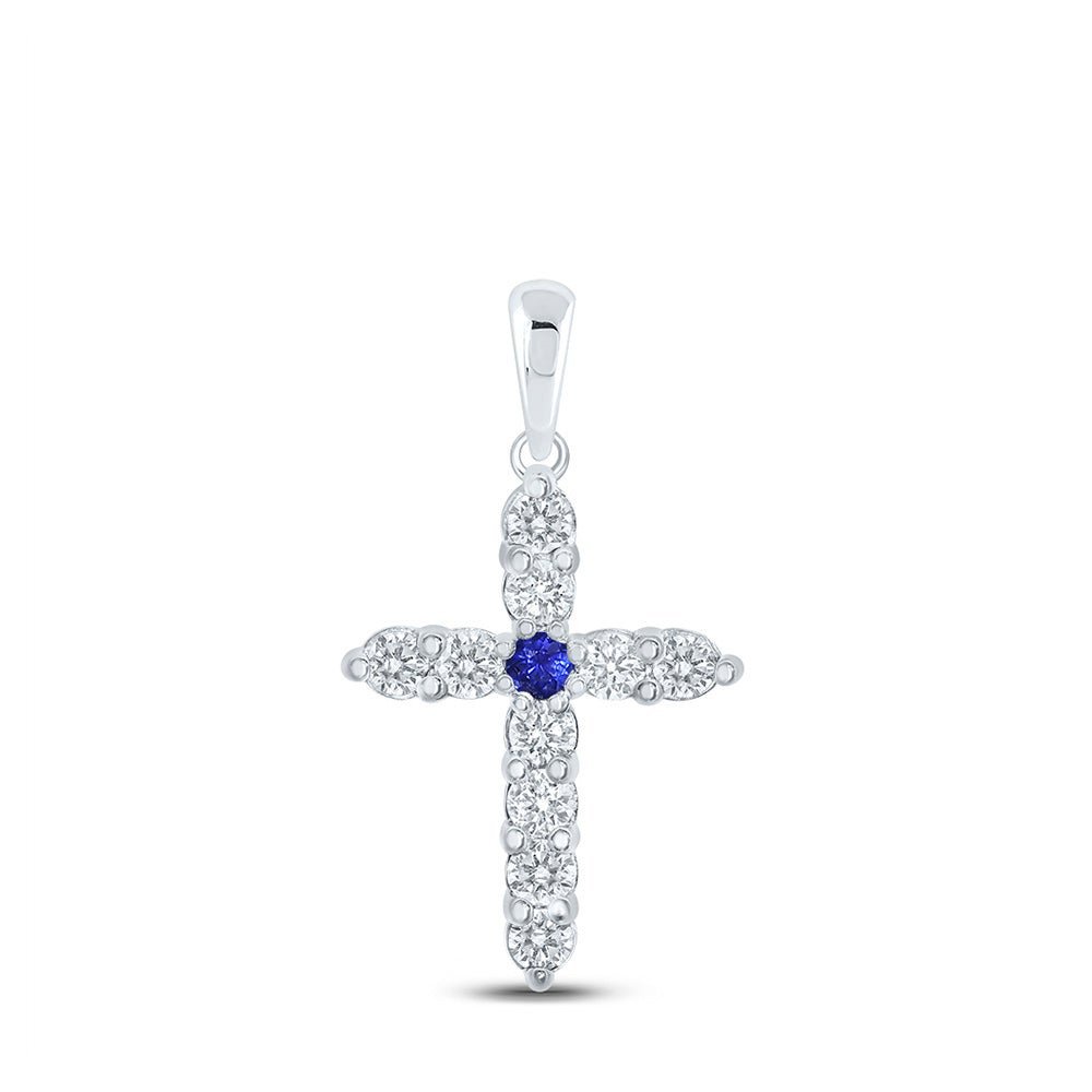 Captivating Blue Sapphire Diamond Cross Pendant - Splendid Jewellery