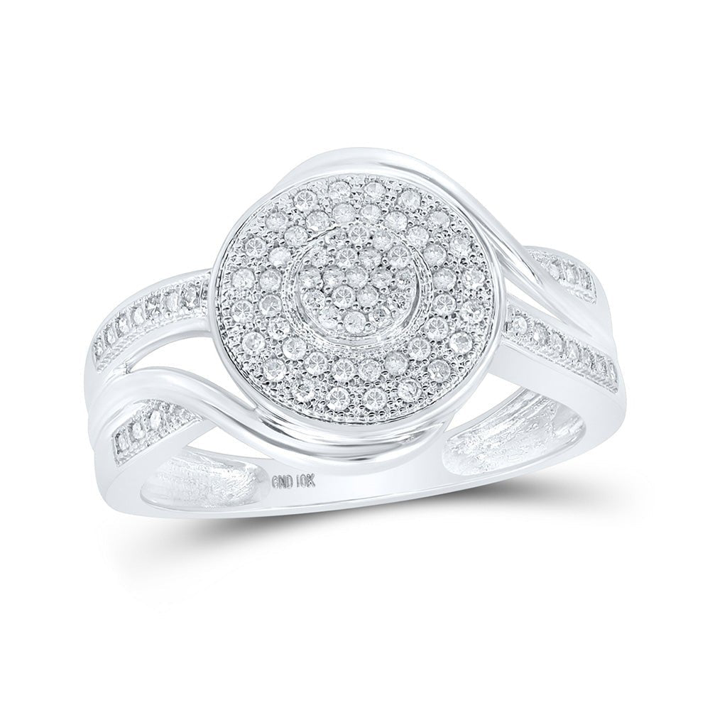 Captivating Brilliance: 10kt White Gold Diamond Circle Cluster Ring - Splendid Jewellery