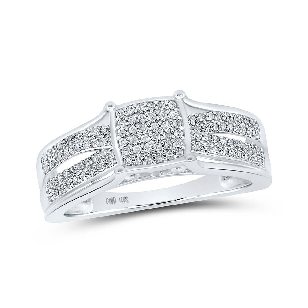 Captivating Brilliance: 10kt White Gold Diamond Cluster Square Ring - Splendid Jewellery