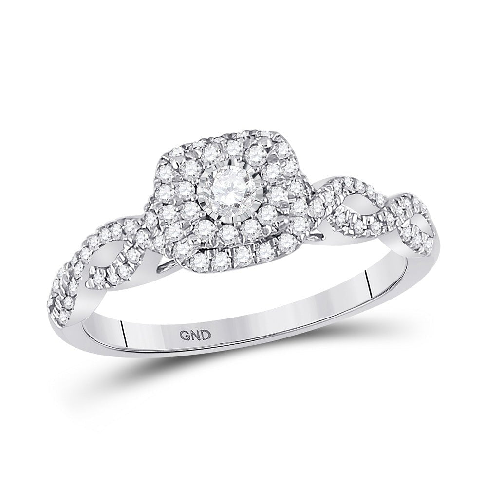 Captivating Brilliance 10kt White Gold Diamond Halo Bridal Wedding Engagement Ring - Splendid Jewellery