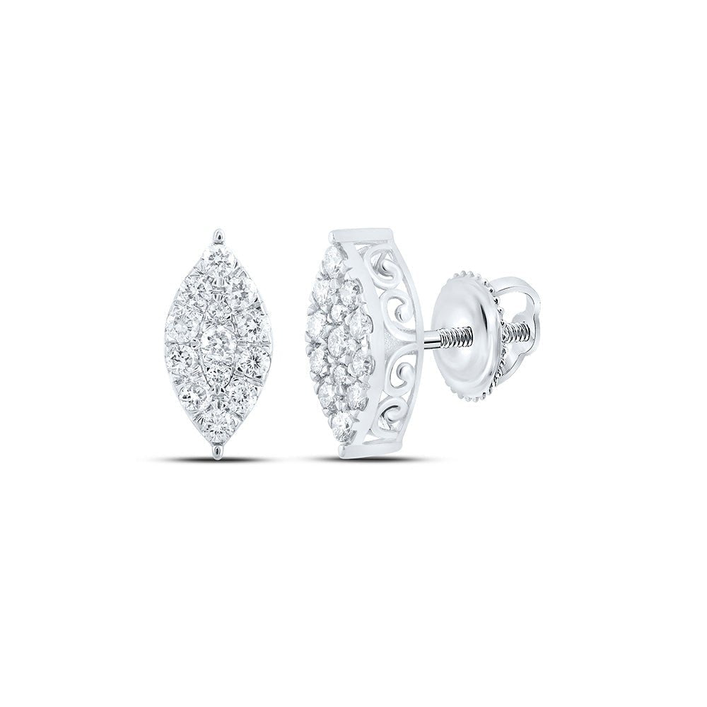Captivating Brilliance: 10kt White Gold Womens Round Diamond Cluster Earrings 3/4 Cttw - Splendid Jewellery