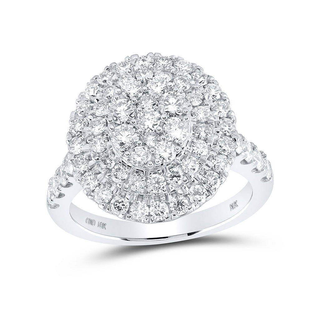 Captivating Brilliance: 10kt White Gold Womens Round Diamond Cluster Ring 1 - 7/8 Cttw - Splendid Jewellery