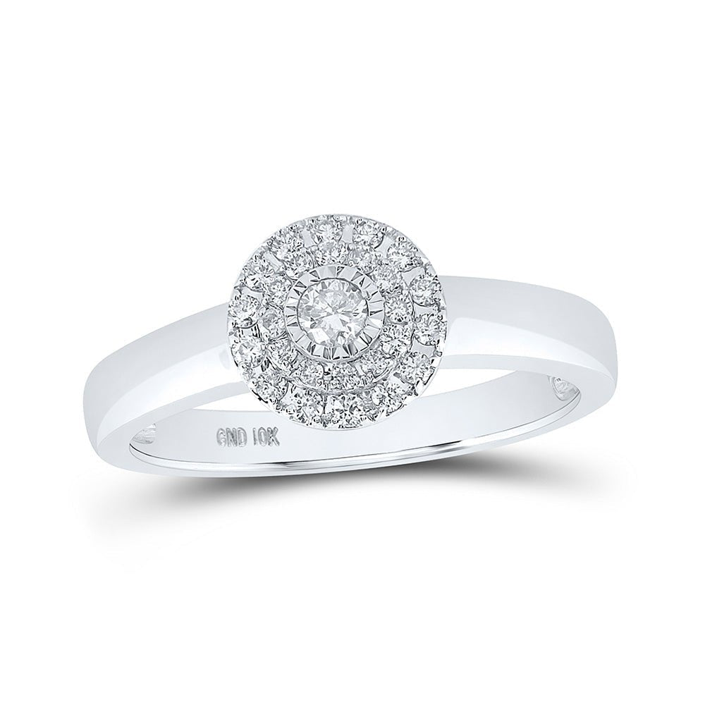 Captivating Brilliance: 10kt White Gold Womens Round Diamond Cluster Ring - Splendid Jewellery