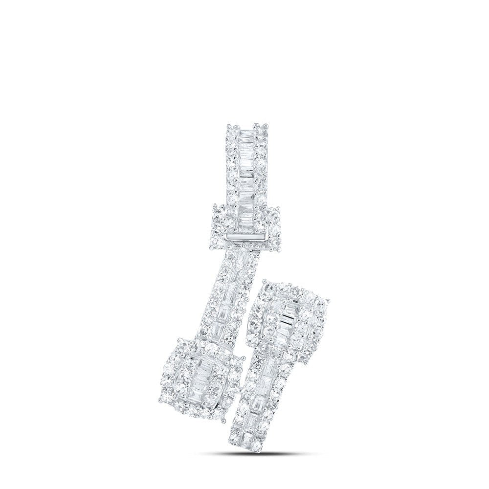 Captivating Brilliance: 10kt White Gold Womens Round Diamond Cushion - shape Cuff Pendant 5/8 Cttw - Splendid Jewellery