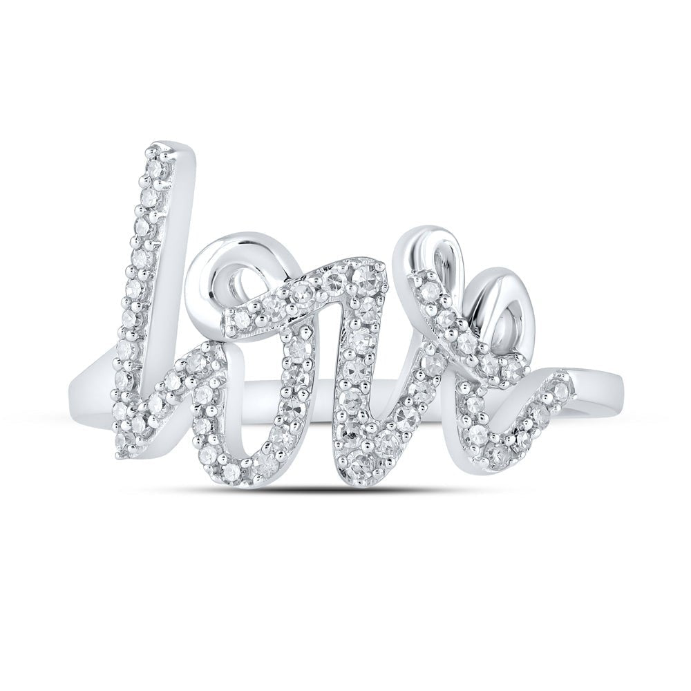 Captivating Brilliance: 10kt White Gold Womens Round Diamond Love Fashion Ring 1/5 Cttw - Splendid Jewellery