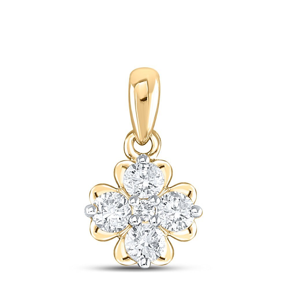 Captivating Brilliance: 10kt Yellow Gold Diamond Cluster Pendant - Splendid Jewellery