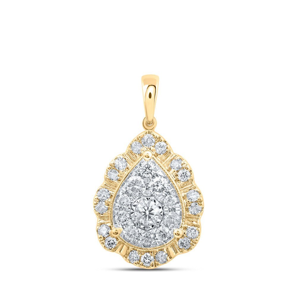 Captivating Brilliance: 10kt Yellow Gold Diamond Teardrop Pendant - Splendid Jewellery