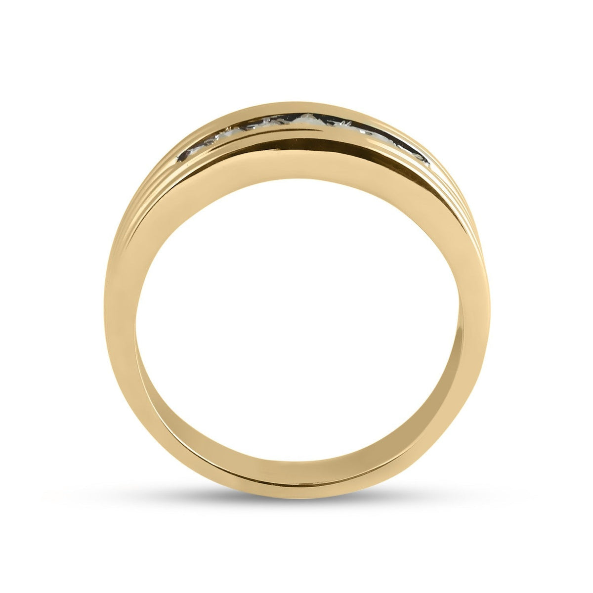 Captivating Brilliance: 10kt Yellow Gold Men's Round Diamond Wedding Single Row Band Ring 1/4 Cttw - Splendid Jewellery
