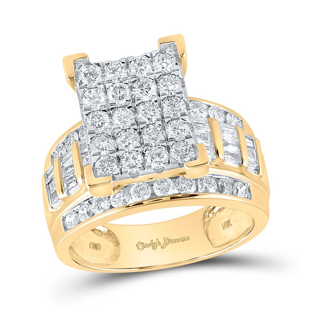 Captivating Brilliance: 10kt Yellow Gold Round Diamond Cluster Bridal Wedding Engagement Ring 2 Cttw - Splendid Jewellery