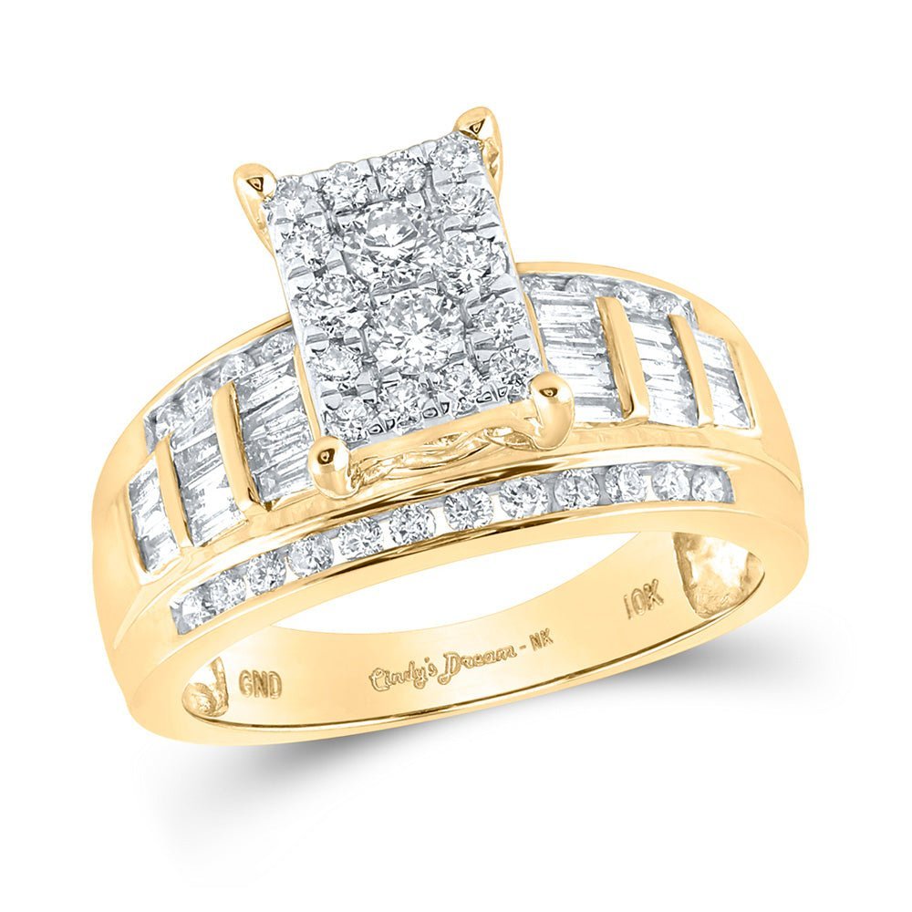 Captivating Brilliance: 10kt Yellow Gold Round Diamond Cluster Bridal Wedding Engagement Ring 7/8 Cttw - Splendid Jewellery