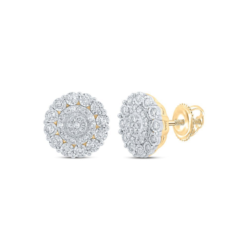 Captivating Brilliance: 10kt Yellow Gold Womens Round Diamond Circle Earrings 1/3 Cttw - Splendid Jewellery