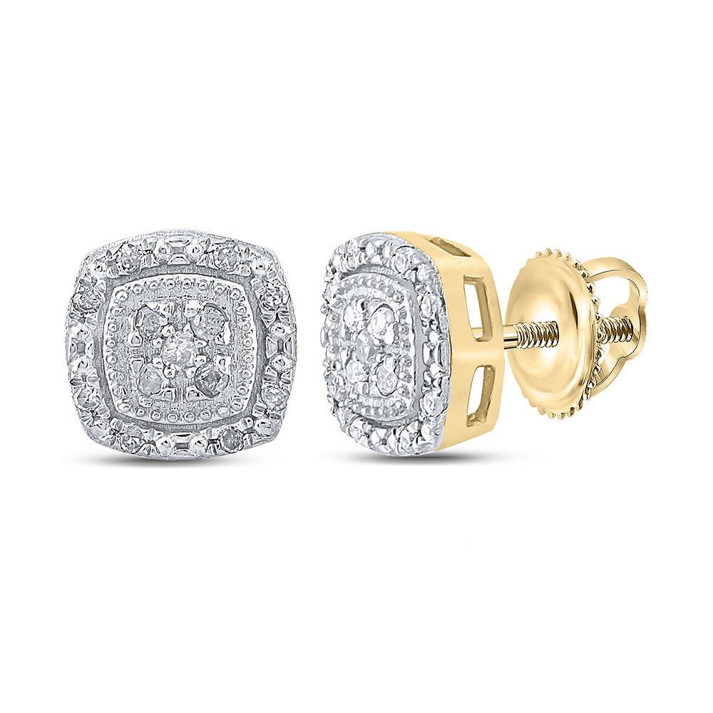 Captivating Brilliance: 10kt Yellow Gold Womens Round Diamond Cluster Earrings - Splendid Jewellery