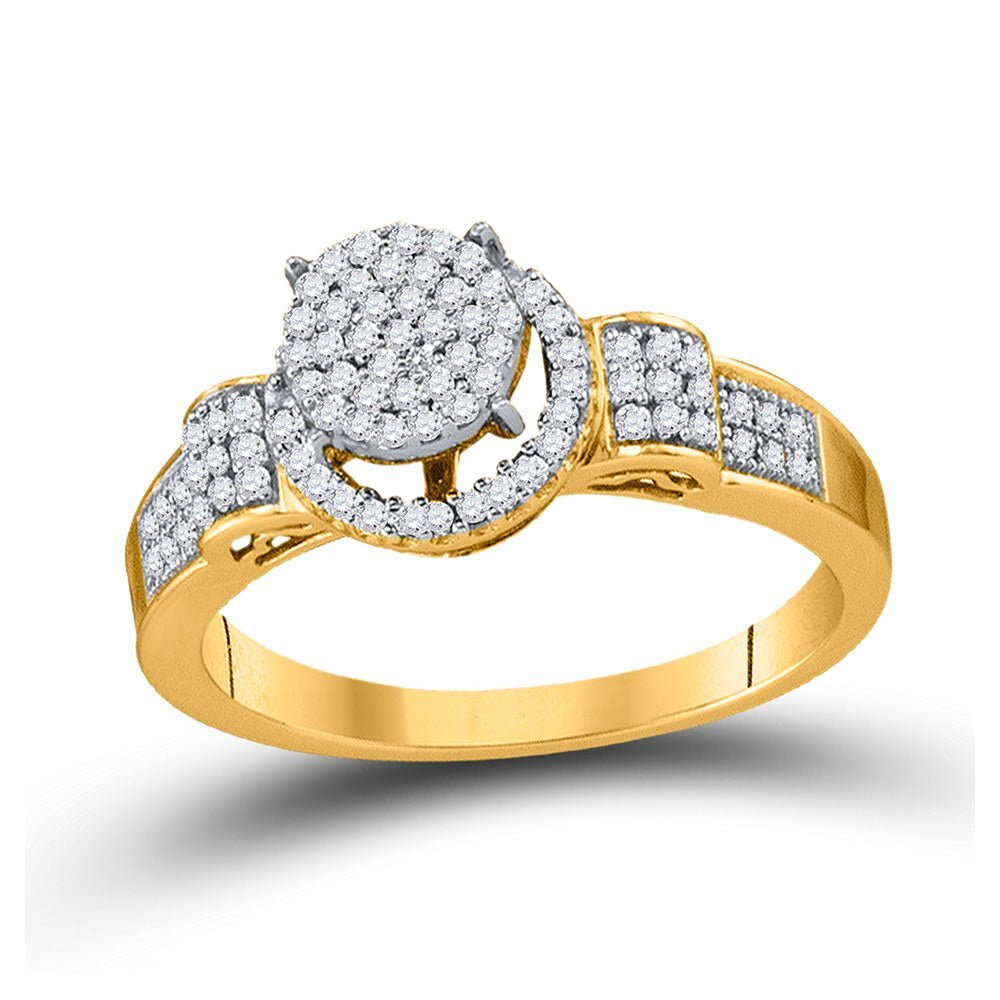 Captivating Brilliance: 10kt Yellow Gold Womens Round Diamond Cluster Ring 1/4 Cttw - Splendid Jewellery
