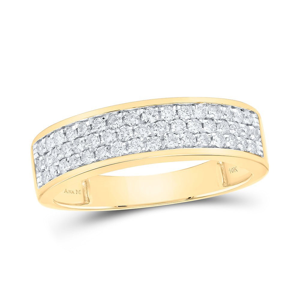 Captivating Brilliance | 10kt Yellow Gold Womens Round Diamond Pave Band Ring 1/2 Cttw - Splendid Jewellery