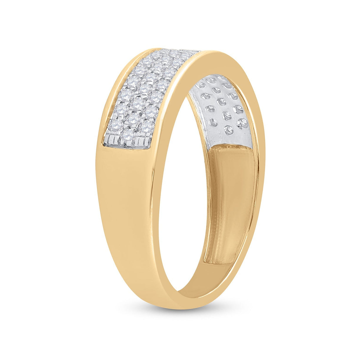 Captivating Brilliance | 10kt Yellow Gold Womens Round Diamond Pave Band Ring 1/2 Cttw - Splendid Jewellery