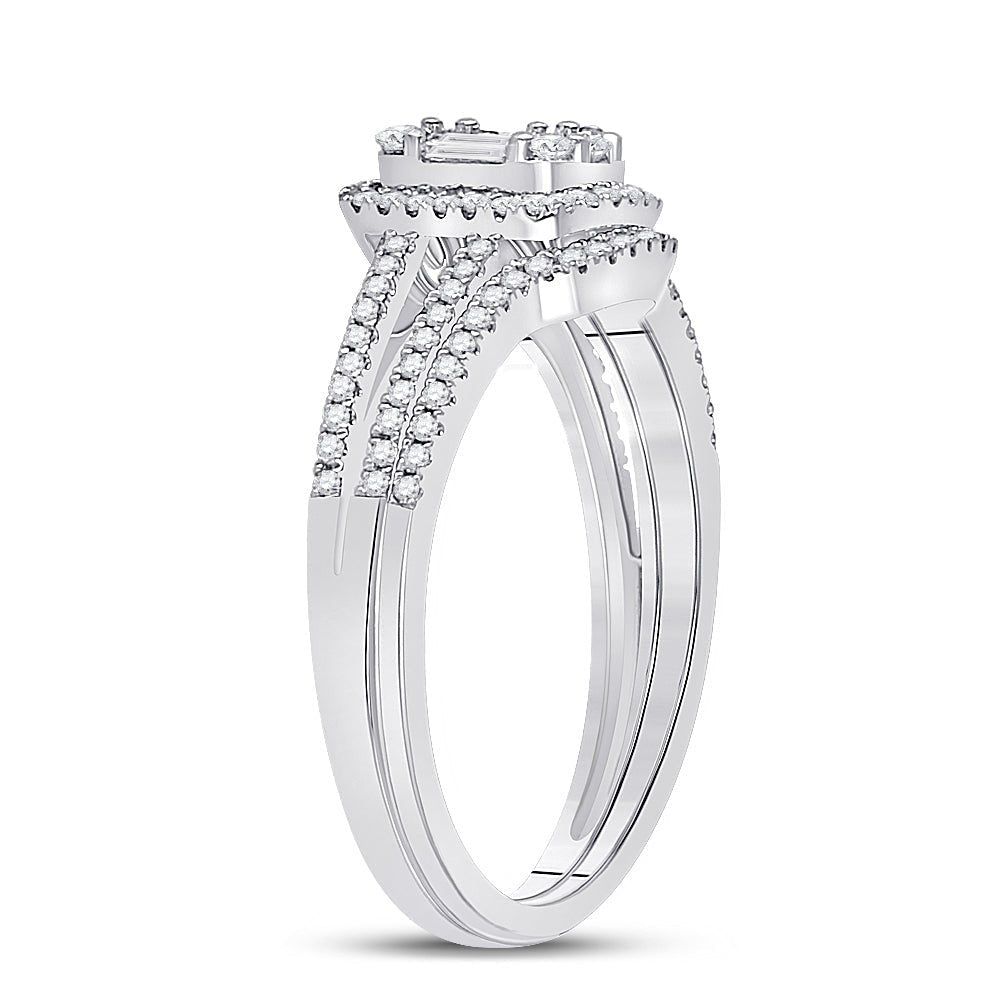 Captivating Brilliance | 14kt White Gold Baguette Diamond Bridal Wedding Ring Band Set 1/2 Cttw | Splendid Jewellery - Splendid Jewellery