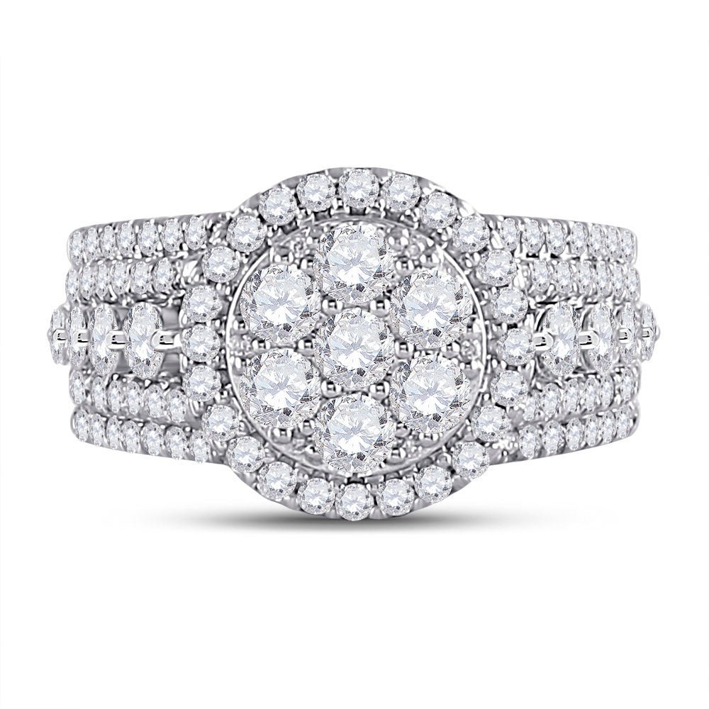 Captivating Brilliance: 14kt White Gold Diamond Cluster Bridal Wedding Ring - Splendid Jewellery