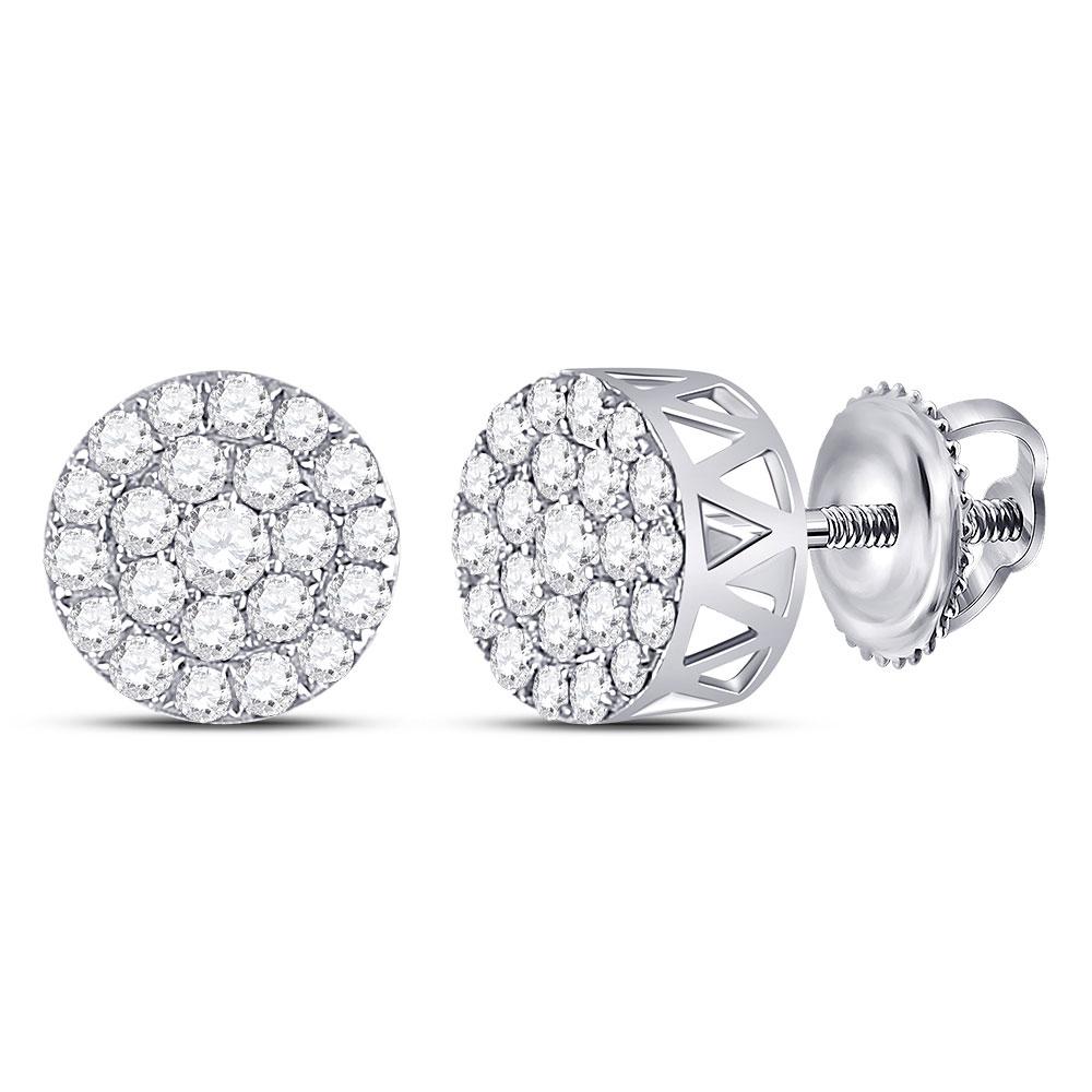 Captivating Brilliance: 14kt White Gold Diamond Cluster Earrings - Splendid Jewellery