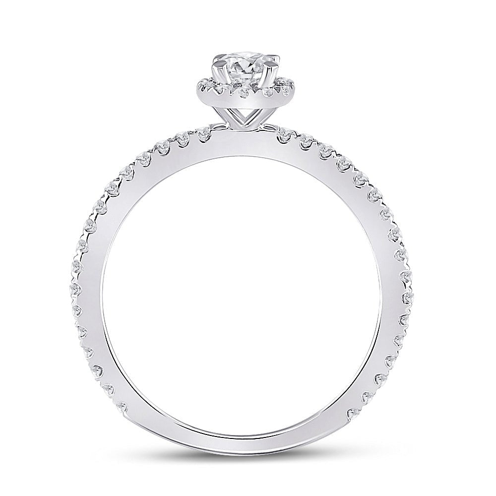 Captivating Brilliance: 14kt White Gold Round Diamond Halo Bridal Wedding Engagement Ring 1/2 Cttw - Splendid Jewellery