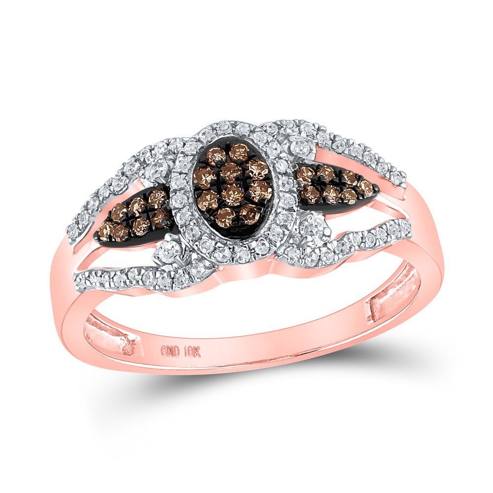 Captivating Brown Diamond Cluster Ring in 10kt Rose Gold - Splendid Jewellery