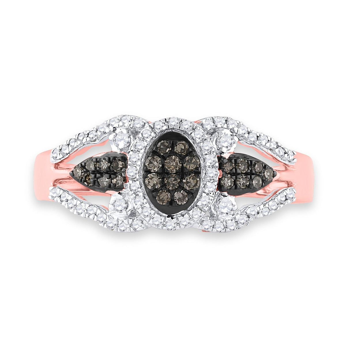 Captivating Brown Diamond Cluster Ring in 10kt Rose Gold - Splendid Jewellery