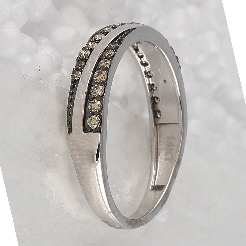 Captivating Brown Diamond Diagonal Stripe Band Ring - Splendid Jewellery