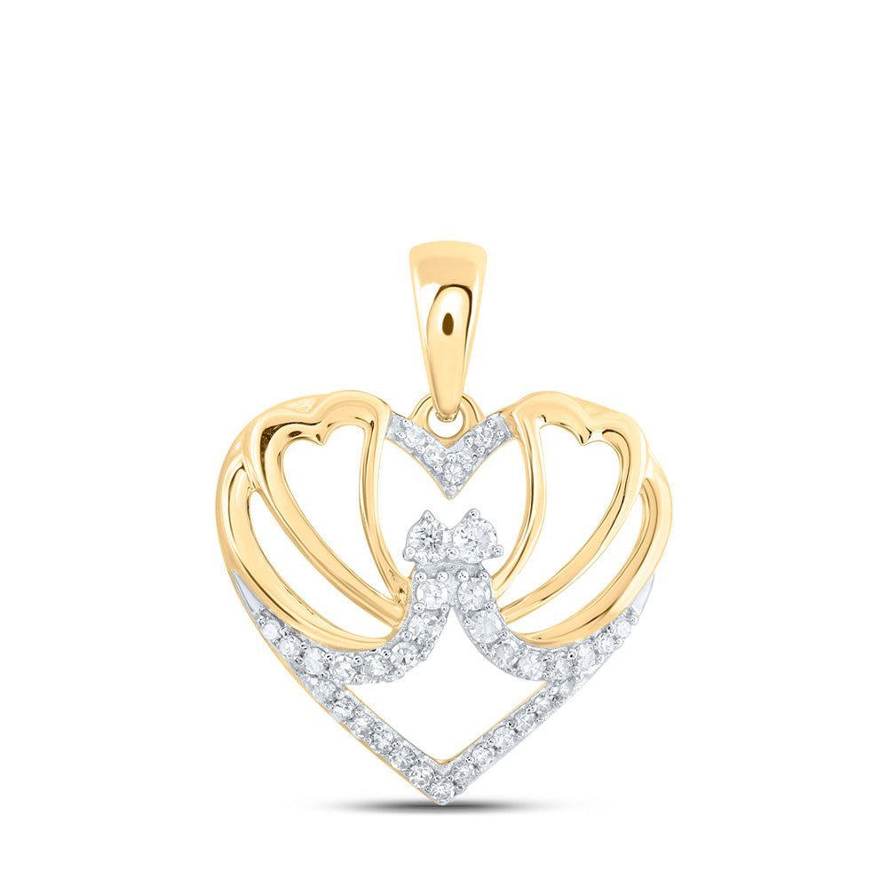 Captivating Butterfly Heart Diamond Pendant in 10kt Yellow Gold - Splendid Jewellery