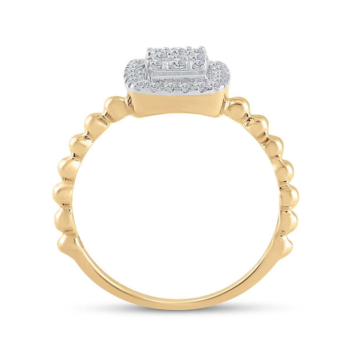 Captivating Cluster of Brilliance: 10kt Yellow Gold Diamond Square Ring - Splendid Jewellery