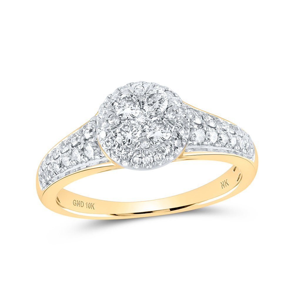 Captivating Cluster of Brilliance Ring | 10kt Yellow Gold Womens Round Diamond Cluster Ring 3/4 Cttw - Splendid Jewellery