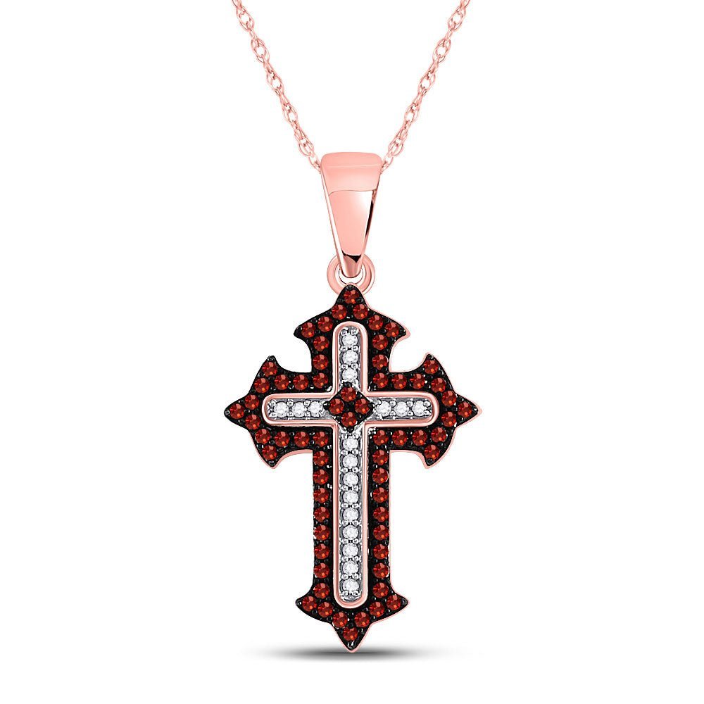 Captivating Crimson Diamond Cross Pendant - Splendid Jewellery