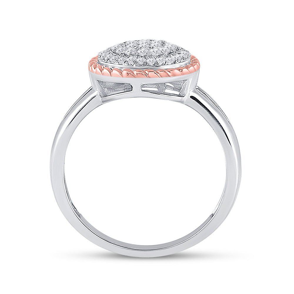 Captivating Diamond Blossom Ring | 10kt Two - tone Gold Womens Round Diamond Rope Flower Cluster Ring 1/3 Cttw | Splendid Jewellery - Splendid Jewellery