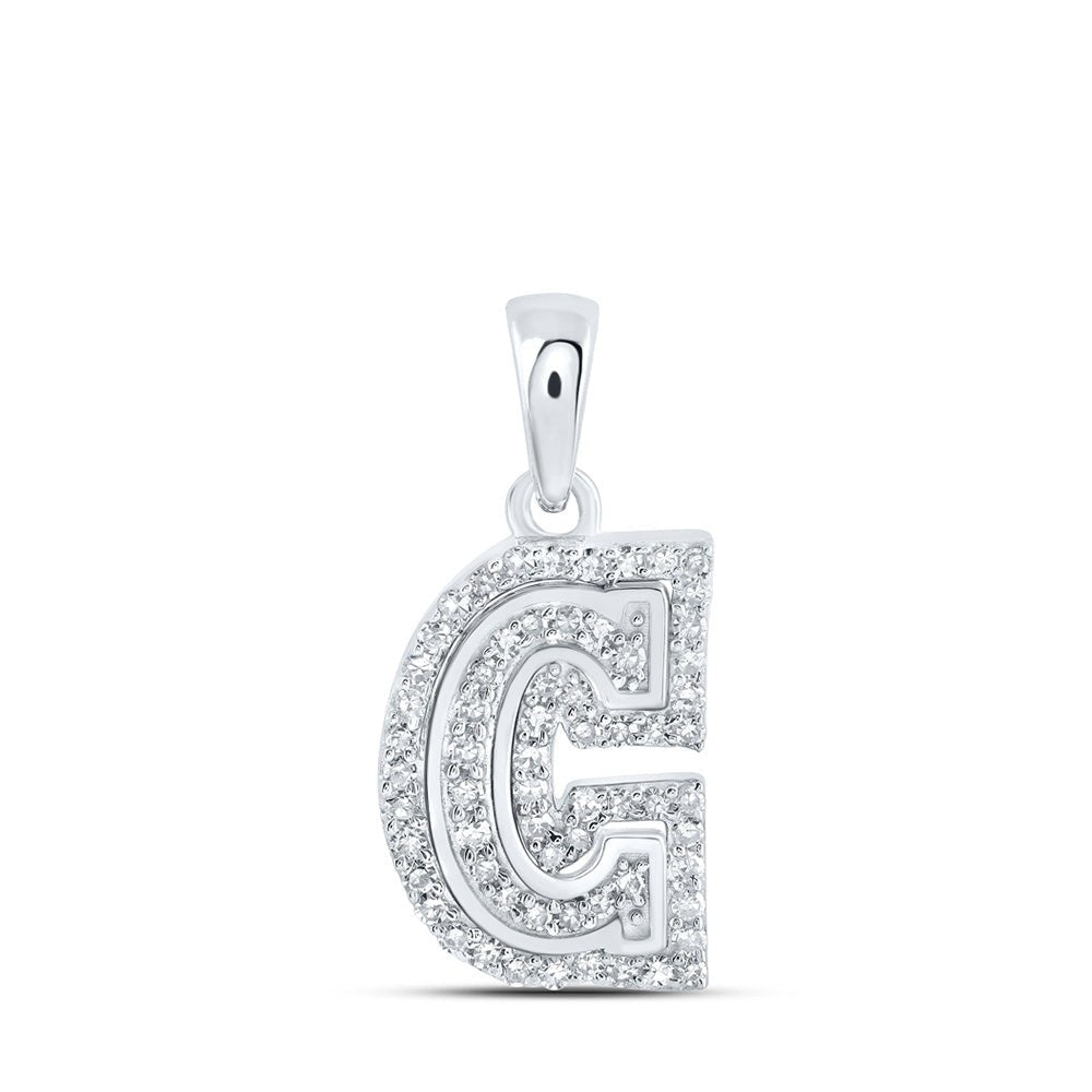 Captivating Diamond Initial Necklace in 10kt White Gold with Round Diamond Accent - Splendid Jewellery