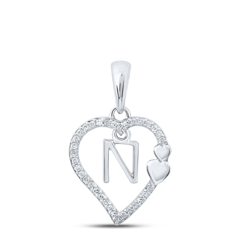 Captivating Diamond Monogram Pendant | 10kt White Gold Womens Round Diamond Monogram Pendant 1/10 Cttw | Splendid Jewellery - Splendid Jewellery