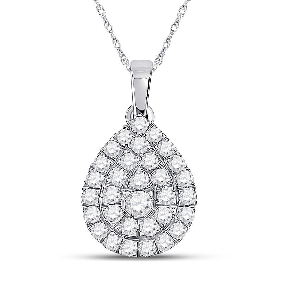 Captivating Elegance: 10kt White Gold Diamond Teardrop Pendant - Splendid Jewellery