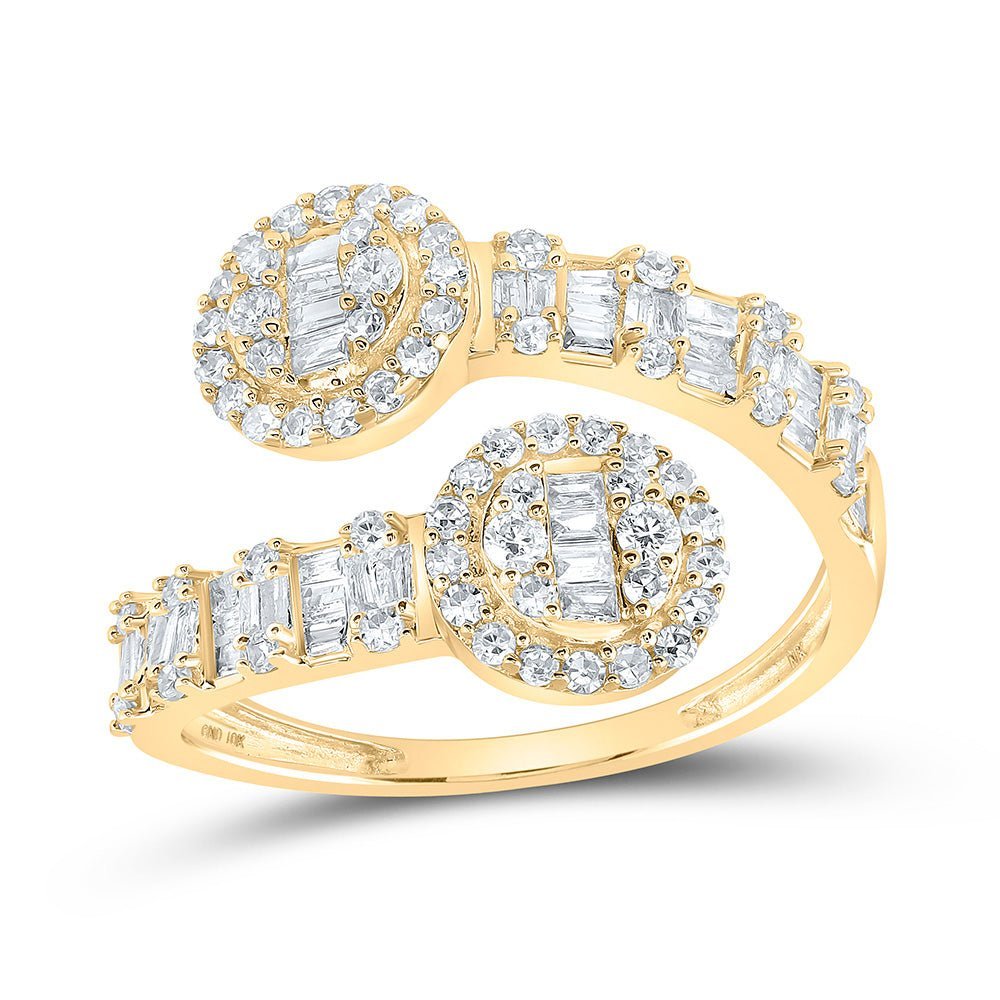 Captivating Elegance: 10kt Yellow Gold Diamond Circle Cuff Band Ring - Splendid Jewellery