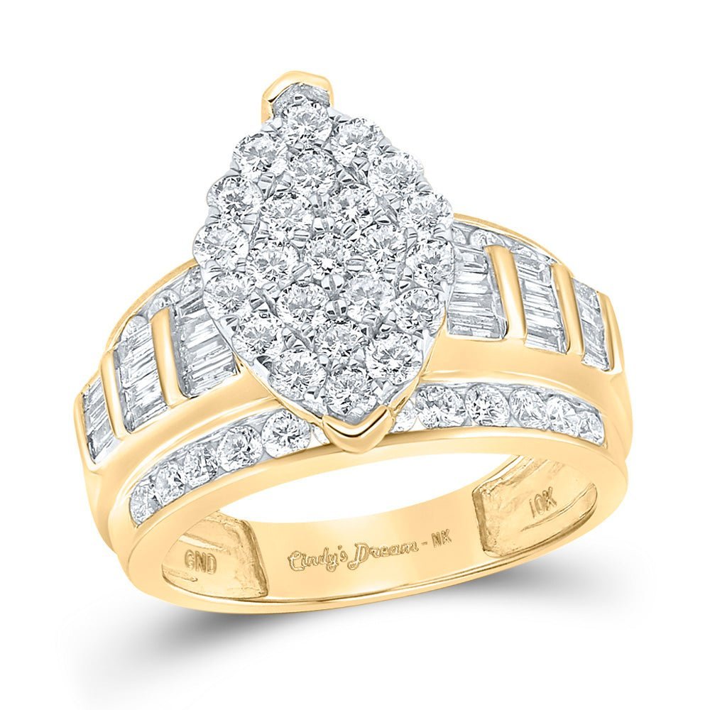 Captivating Elegance: 10kt Yellow Gold Round Diamond Oval Bridal Wedding Engagement Ring - Splendid Jewellery