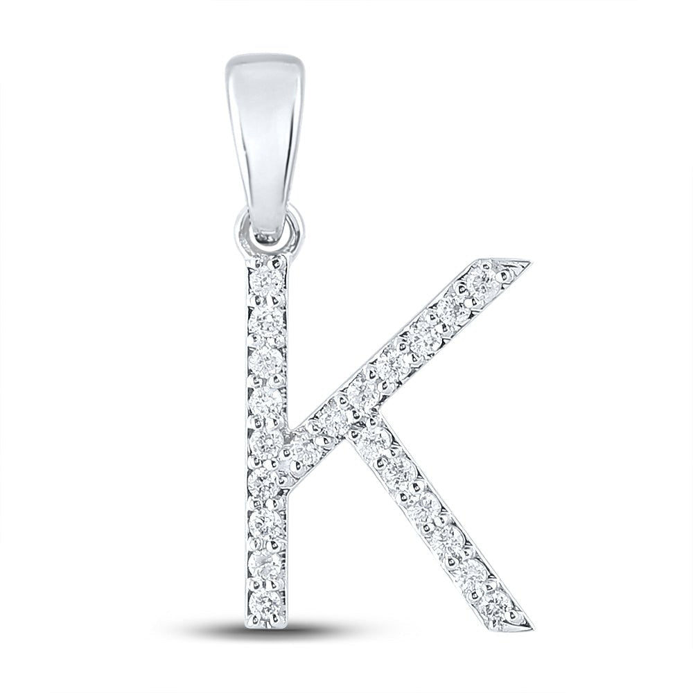 Captivating K - Shaped Diamond Initial Pendant in 14kt White Gold - Splendid Jewellery