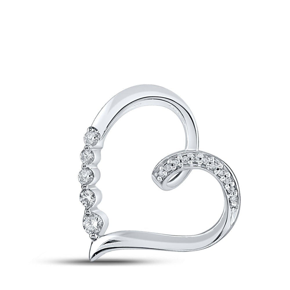 Captivating Love and Diamond Heart Pendant in 10kt White Gold - Splendid Jewellery