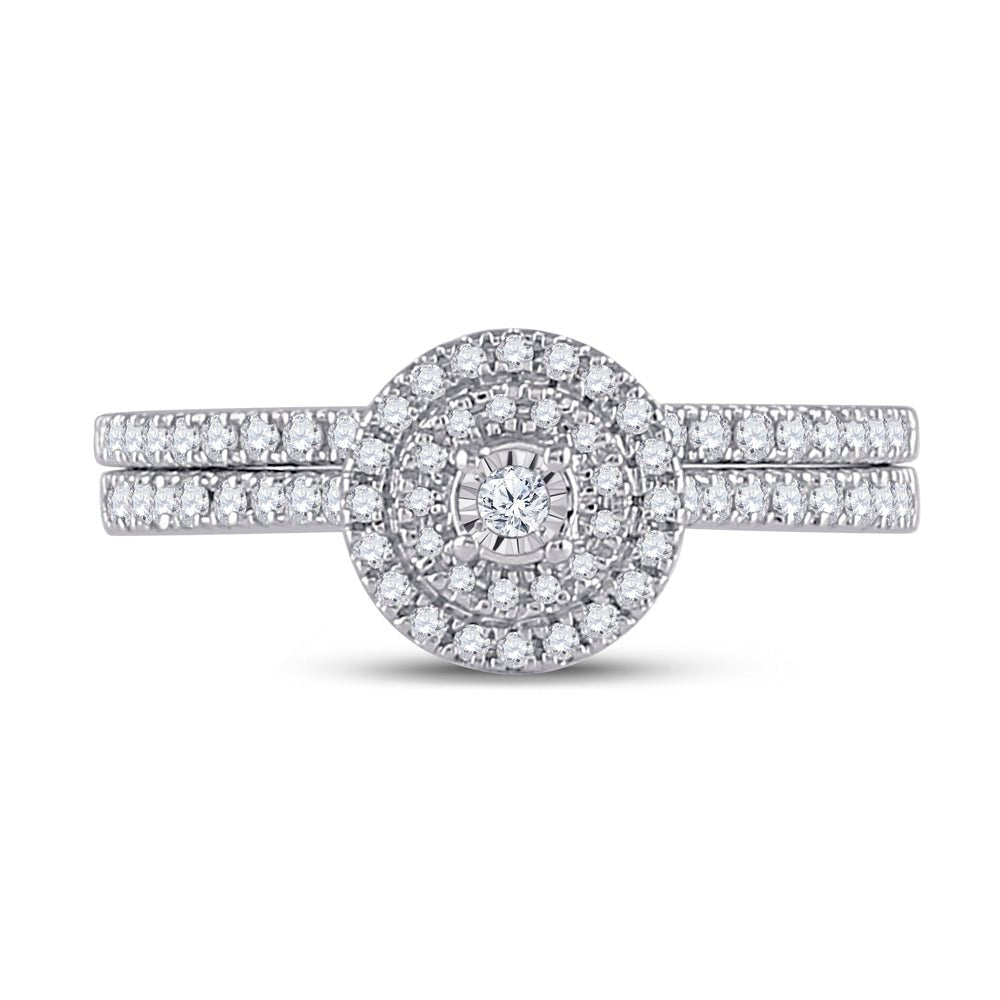 Captivating Love Story | 10kt White Gold Round Diamond Bridal Wedding Ring Band Set 1/3 Cttw - Splendid Jewellery