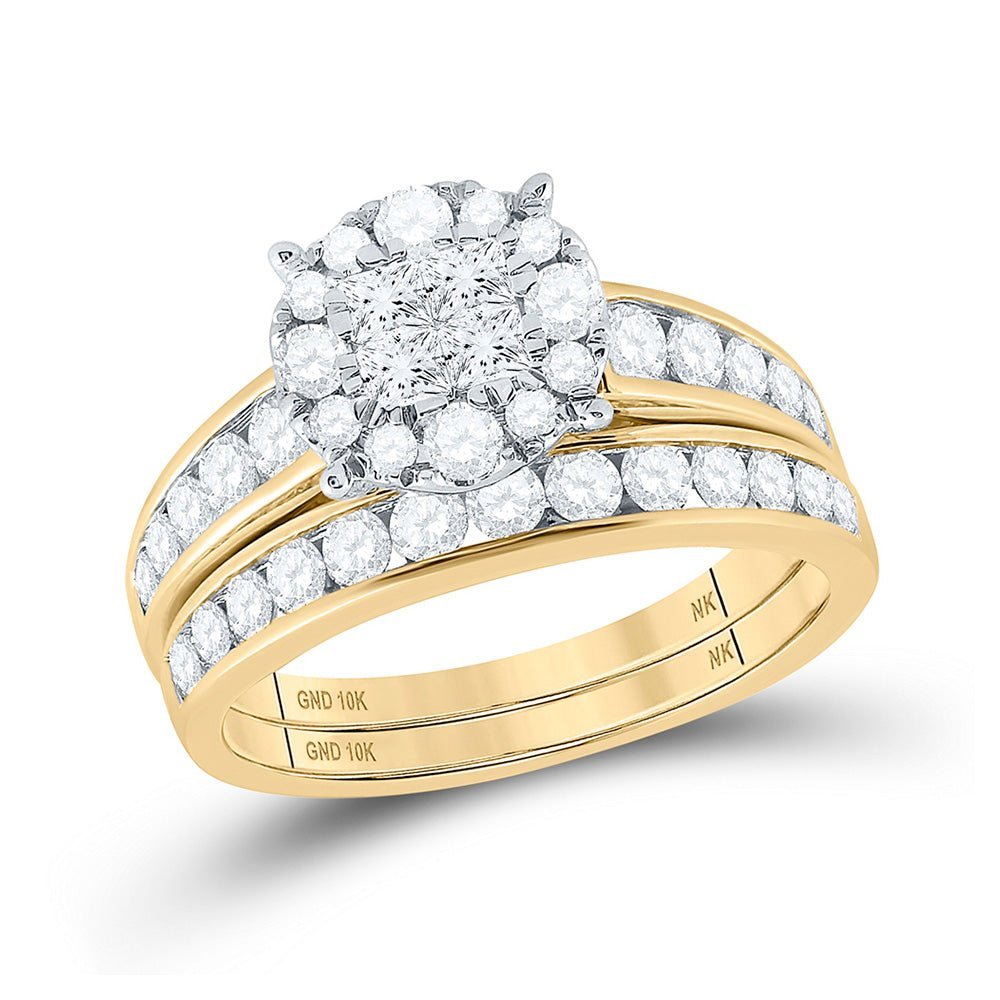 Captivating Love Story | 10kt Yellow Gold Princess Diamond Bridal Wedding Ring Band Set 1 - 3/8 Cttw | Splendid Jewellery - Splendid Jewellery