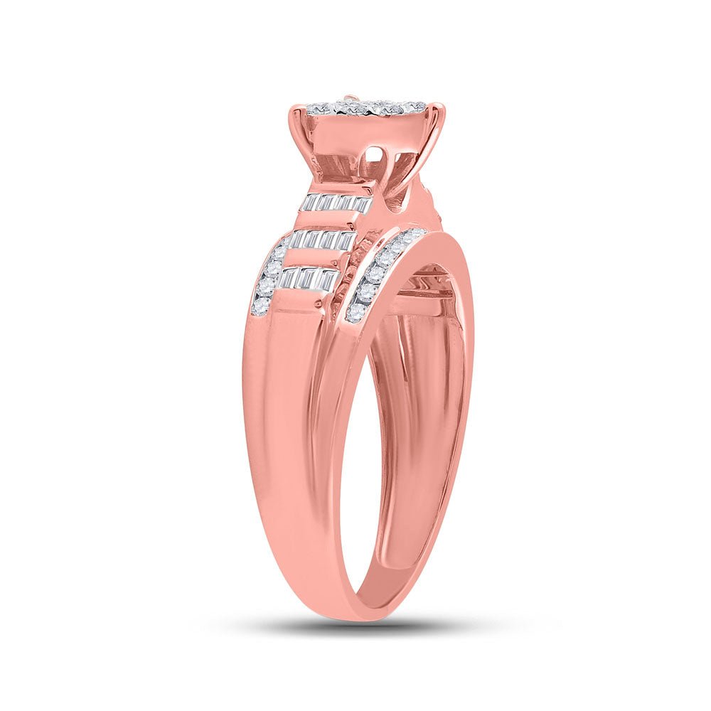 Captivating Love's Embrace 10kt Rose Gold Baguette Diamond Heart Bridal Wedding Engagement Ring - Splendid Jewellery