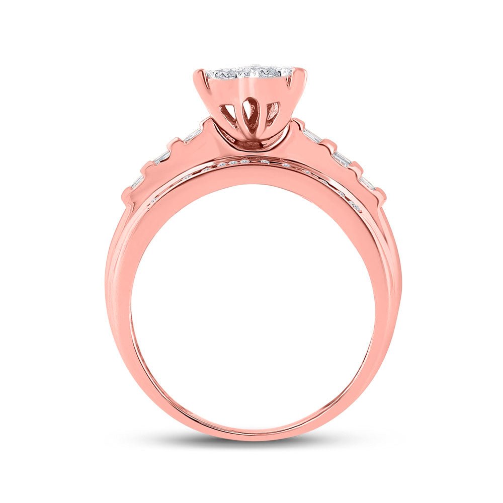 Captivating Love's Embrace 10kt Rose Gold Baguette Diamond Heart Bridal Wedding Engagement Ring - Splendid Jewellery