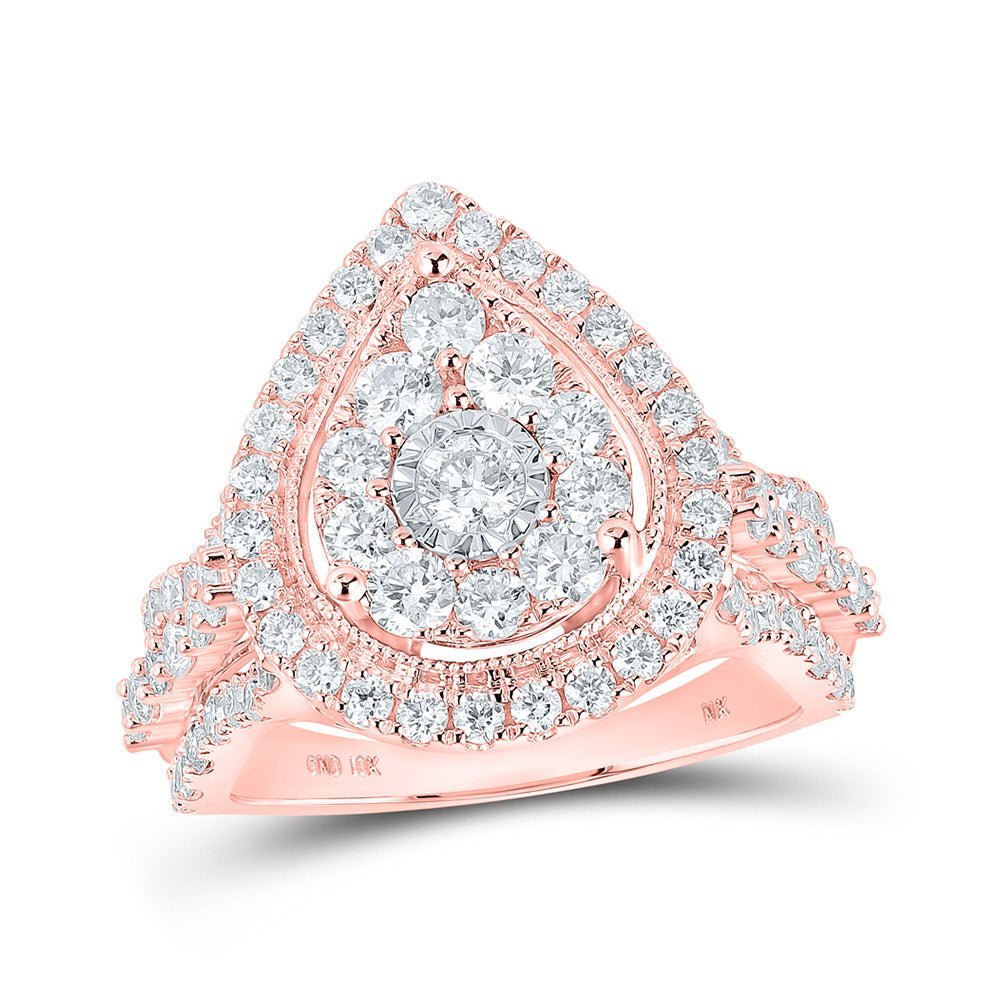 Captivating Love's Embrace 10kt Rose Gold Diamond Teardrop Bridal Wedding Ring - Splendid Jewellery