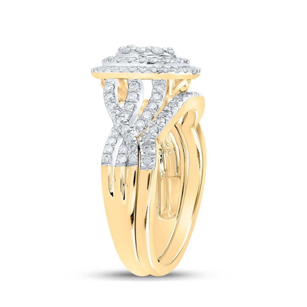 Captivating Love's Embrace 10kt Yellow Gold Diamond Bridal Wedding Ring Set - Splendid Jewellery