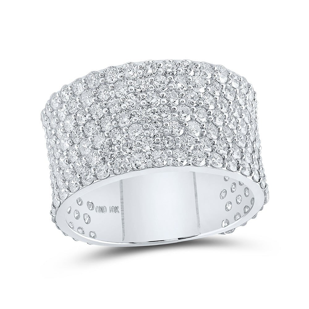 Captivating name: "Dazzling 10kt White Gold Men's Diamond 7 - Row Pave Band Ring - 5 - 5/8 Ct.t.w." - Splendid Jewellery