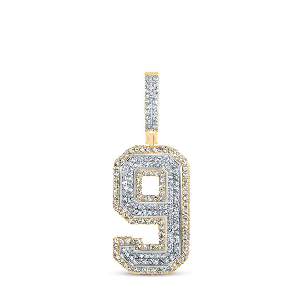 Captivating name: "Men's Radiant Round Diamond Number 9 Charm Pendant in Two - tone Gold" - Splendid Jewellery