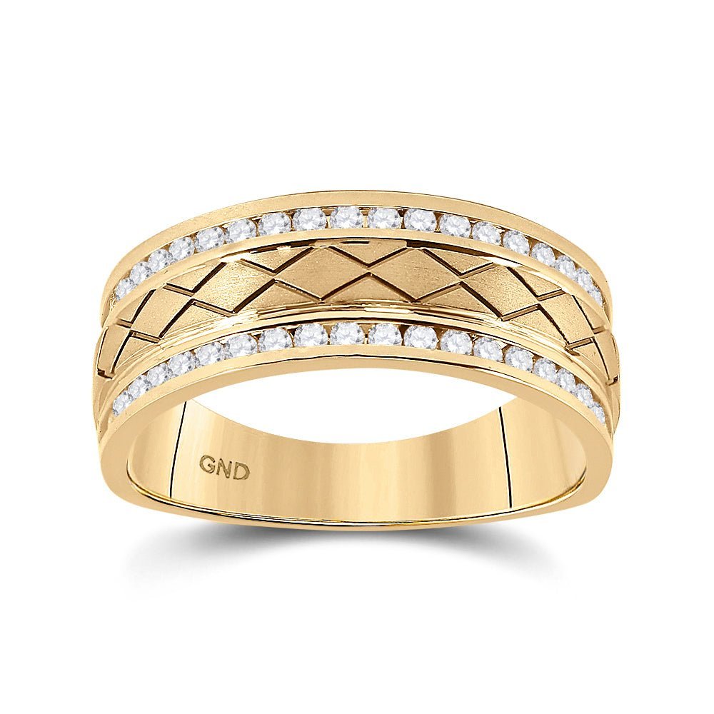 Captivating name: "Radiant Brilliance 14kt Yellow Gold Men's Diamond Wedding Band Ring" - Splendid Jewellery