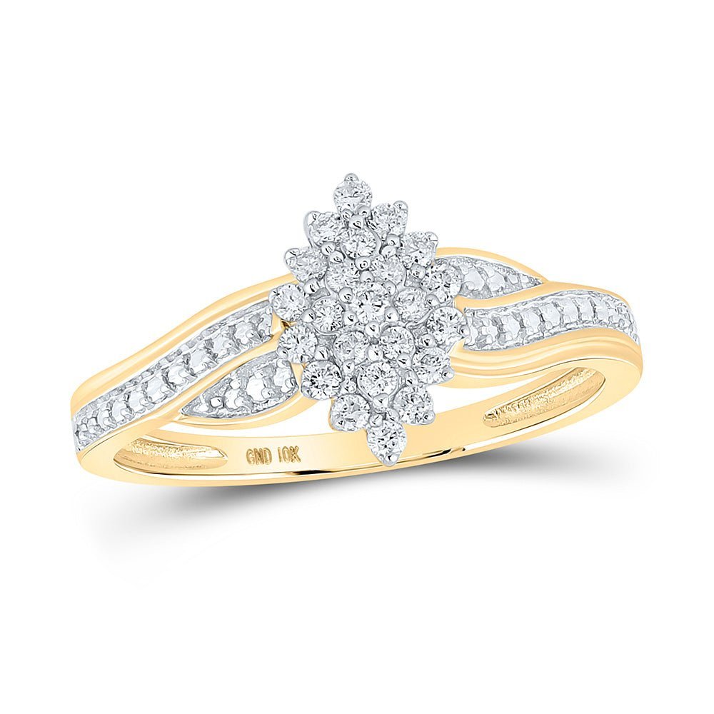 Captivating Oval Cluster Diamond Ring in 10kt Yellow Gold - Splendid Jewellery