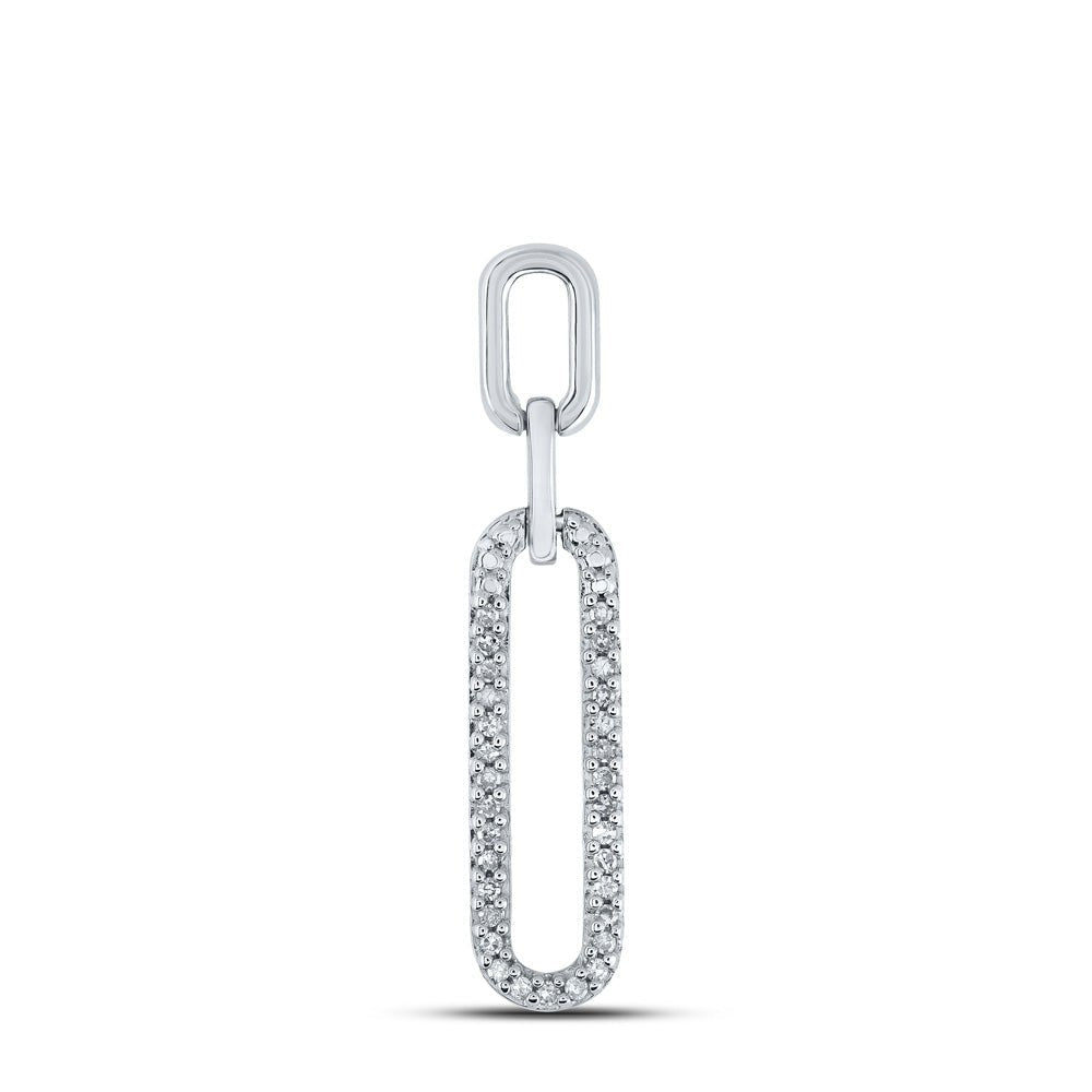 Captivating Radiance: 10kt White Gold Womens Round Diamond Oblong Fashion Pendant 1/8 Cttw - Splendid Jewellery