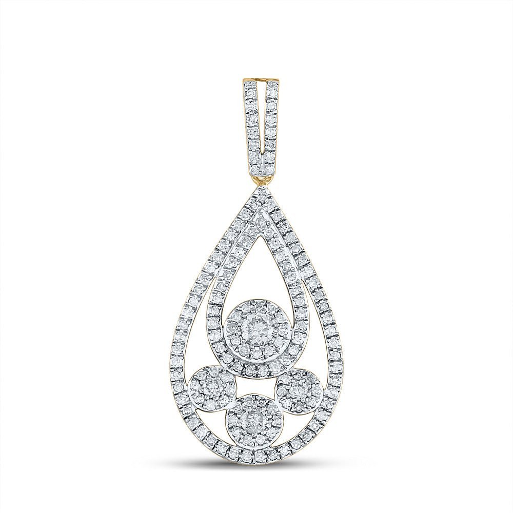 Captivating Radiance: 10kt Yellow Gold Diamond Teardrop Pendant - Splendid Jewellery